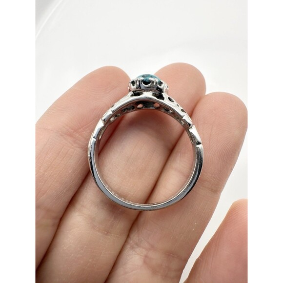 Vintage Designer SETA Southwestern Turquoise Sterling Silver Ring - Sz 9 - Picture 3 of 5